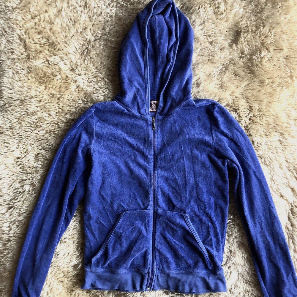 No Logo JUICY COUTURE Violet Purple Velour Hoodie Sweatshirt L